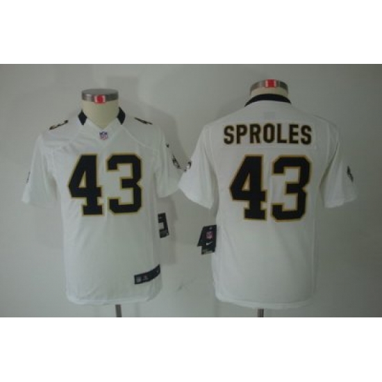 Nike Youth New Orleans Saints #43 Darren Sproles White Limited Jerseys