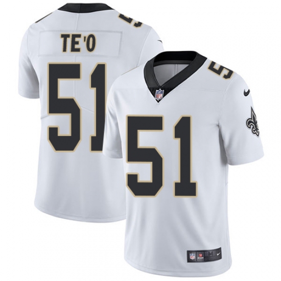 Youth Nike New Orleans Saints 51 Manti Teo Elite White NFL Jersey Youth Nike New Orleans Saints 51 Manti Teo Elite White NFL Jersey
