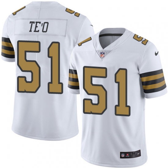 Youth Nike New Orleans Saints 51 Manti Teo Limited White Rush NFL Jersey Youth Nike New Orleans Saints 51 Manti Teo Limited White Rush NFL Jersey