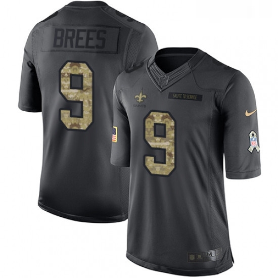 Youth Nike New Orleans Saints 9 Drew Brees Limited Black 2016 Salute to Service NFL Jersey Youth Nike New Orleans Saints 9 Drew Brees Limited Black 2016 Salute to Service NFL Jersey