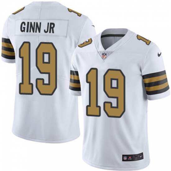 Youth Nike Saints #19 Ted Ginn Jr White Stitched NFL Limited Rush Jersey Youth Nike Saints #19 Ted Ginn Jr White Stitched NFL Limited Rush Jersey