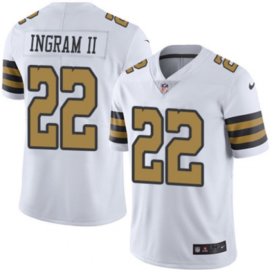 Youth Nike Saints #22 Mark Ingram II White Stitched NFL Limited Rush Jersey Youth Nike Saints #22 Mark Ingram II White Stitched NFL Limited Rush Jersey