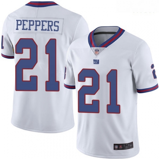 Giants 21 Jabrill Peppers White Men Stitched Football Limited Rush Jersey Giants 21 Jabrill Peppers White Men Stitched Football Limited Rush Jersey