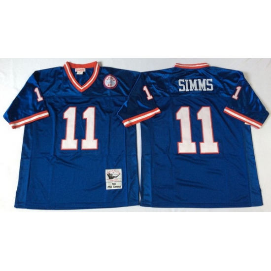 Men New York Giants 11 Phil Simms Blue M&N Throwback Jersey Men New York Giants 11 Phil Simms Blue M&N Throwback Jersey