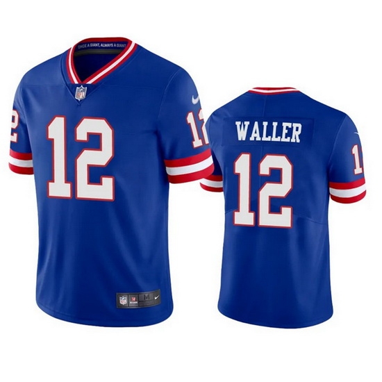 Men New York Giants 12 Darren Waller Blue Classic Stitched Jersey Men New York Giants 12 Darren Waller Blue Classic Stitched Jersey