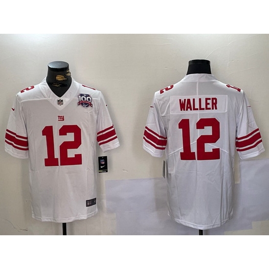 Men New York Giants 12 Darren Waller White With 100TH Season Patch Vapor Untouchable Limited Stitched Jersey Men New York Giants 12 Darren Waller White With 100TH Season Patch Vapor Untouchable Limited Stitched Jersey