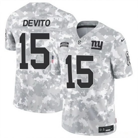Men New York Giants 15 Tommy DeVito 2024 F U S E Arctic Camo Salute To Service Limited Stitched Football Jersey Men New York Giants 15 Tommy DeVito 2024 F U S E Arctic Camo Salute To Service Limited Stitched Football Jersey