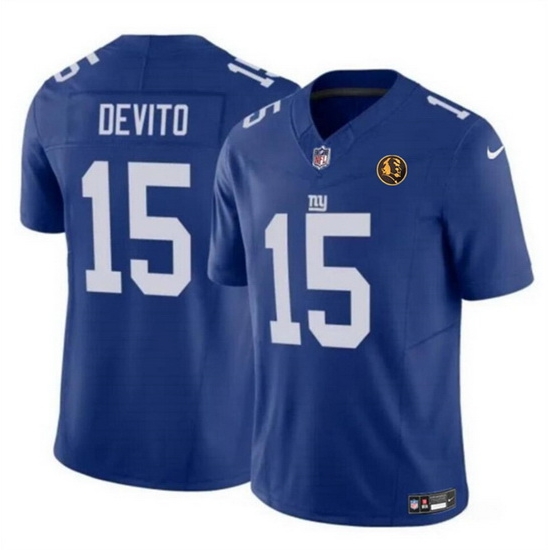 Men New York Giants 15 Tommy DeVito Blue 2023 F U S E With John Madden Patch Vapor Limited Stitched Football Jersey Men New York Giants 15 Tommy DeVito Blue 2023 F U S E With John Madden Patch Vapor Limited Stitched Football Jersey