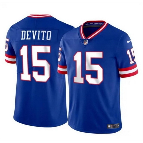 Men New York Giants 15 Tommy DeVito Royal Throwback Limited Stitched Jersey Men New York Giants 15 Tommy DeVito Royal Throwback Limited Stitched Jersey