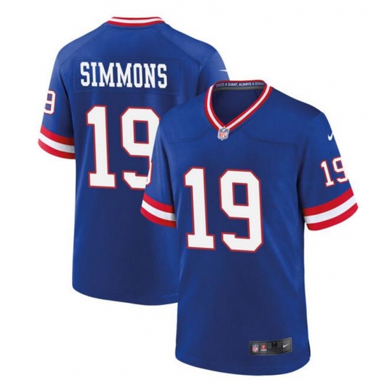Men New York Giants 19 Isaiah Simmons Royal Classic Stitched Game Jersey Men New York Giants 19 Isaiah Simmons Royal Classic Stitched Game Jersey