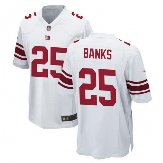 Men New York Giants 25 Deonte Banks White Stitched Game Jersey Men New York Giants 25 Deonte Banks White Stitched Game Jersey