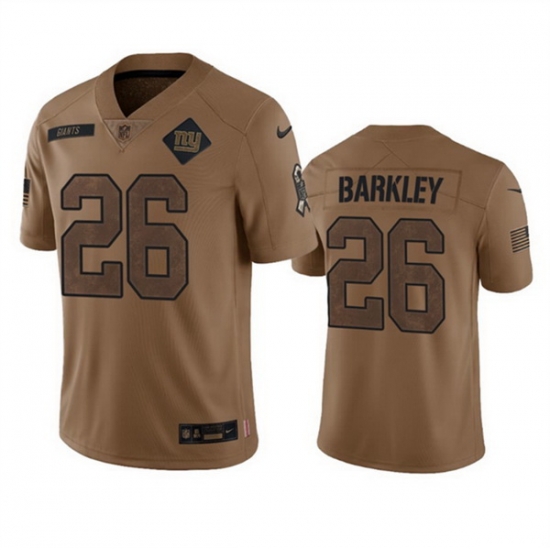 Men New York Giants 26 Saquon Barkley 2023 Brown Salute To Service Vapor Untouchable Limited Stitched Jersey Men New York Giants 26 Saquon Barkley 2023 Brown Salute To Service Vapor Untouchable Limited Stitched Jersey