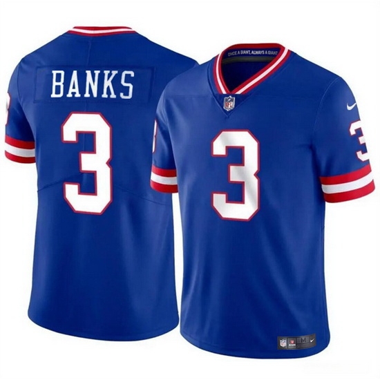 Men New York Giants 3 Deonte Banks Royal Throwback Vapor Untouchable Limited Stitched Jersey Men New York Giants 3 Deonte Banks Royal Throwback Vapor Untouchable Limited Stitched Jersey