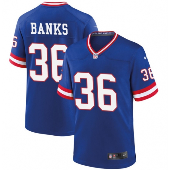 Men New York Giants 36 Deonte Banks Royal Classic 2023 Draft Stitched Game Jersey Men New York Giants 36 Deonte Banks Royal Classic 2023 Draft Stitched Game Jersey