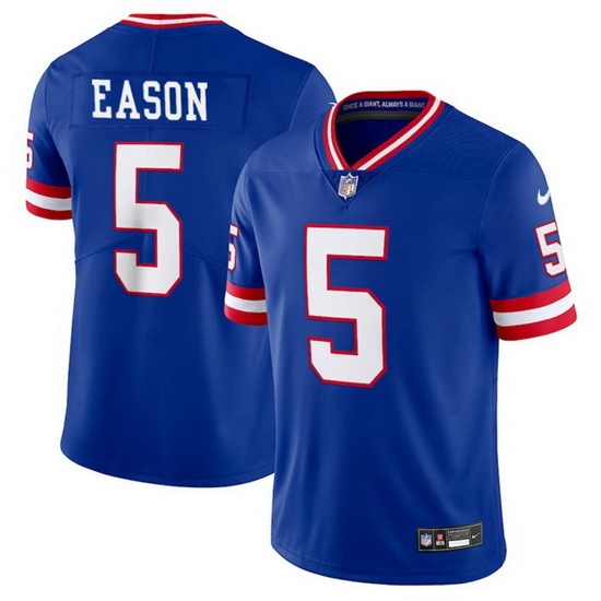 Men New York Giants 5 Jacob Eason Royal Throwback Limited Stitched Jersey Men New York Giants 5 Jacob Eason Royal Throwback Limited Stitched Jersey