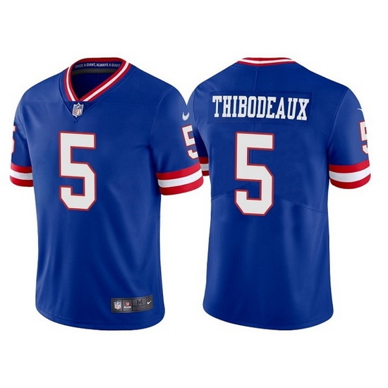 Men New York Giants 5 Kayvon Thibodeaux Royal Classic Retired Player Stitched Game Jersey Men New York Giants 5 Kayvon Thibodeaux Royal Classic Retired Player Stitched Game Jersey