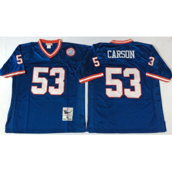 Men New York Giants 53 Harry Carson Blue M&N Throwback Jersey Men New York Giants 53 Harry Carson Blue M&N Throwback Jersey