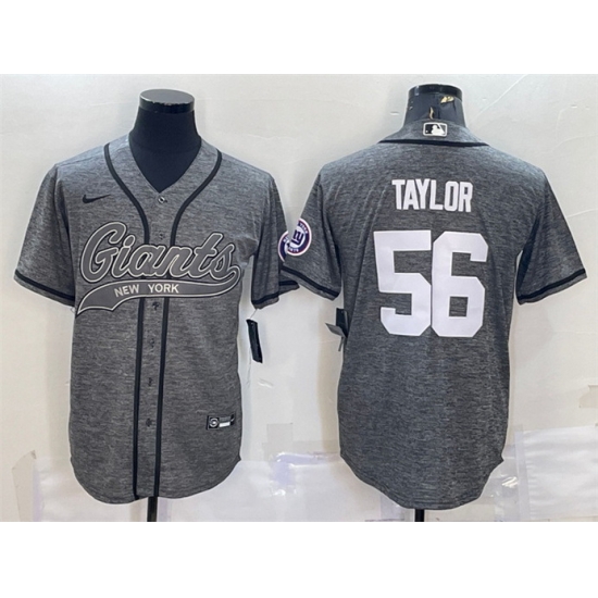 Men New York Giants 56 Lawrence Taylor Grey With Patch Cool Base Stitched Baseball Jersey Men New York Giants 56 Lawrence Taylor Grey With Patch Cool Base Stitched Baseball Jersey