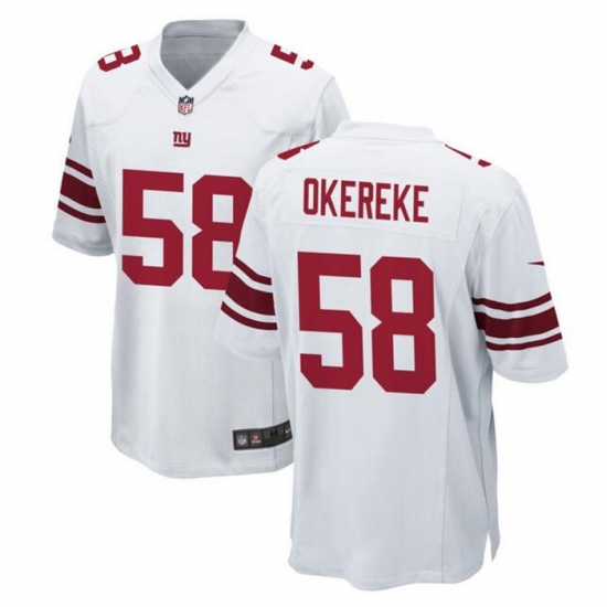 Men New York Giants 58 Bobby Okereke White Stitched Game Jersey Men New York Giants 58 Bobby Okereke White Stitched Game Jersey