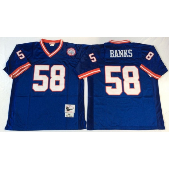 Men New York Giants 58 Carl Banks Blue M&N Throwback Jersey Men New York Giants 58 Carl Banks Blue M&N Throwback Jersey