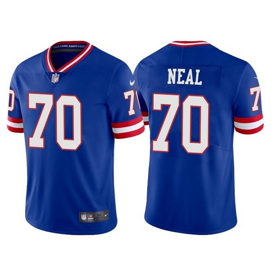 Men New York Giants 70 Evan Neal Royal Classic Retired Player Stitched Game Jersey Men New York Giants 70 Evan Neal Royal Classic Retired Player Stitched Game Jersey