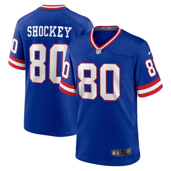 Men New York Giants 80 Jeremy Shockey Royal Classic Retired Player Stitched Game Jersey Men New York Giants 80 Jeremy Shockey Royal Classic Retired Player Stitched Game Jersey