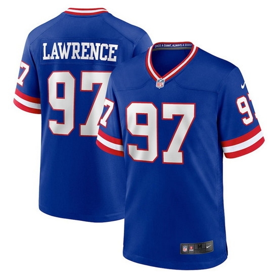 Men New York Giants 97 Dexter Lawrence Royal Classic Retired Player Stitched Game Jersey Men New York Giants 97 Dexter Lawrence Royal Classic Retired Player Stitched Game Jersey