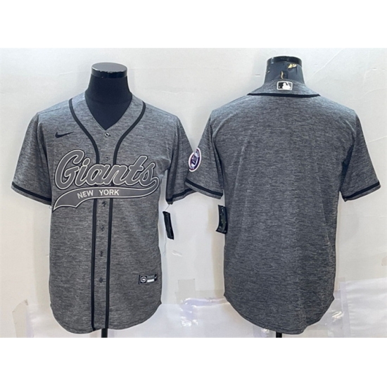 Men New York Giants Blank Grey With Patch Cool Base Stitched Baseball Jersey Men New York Giants Blank Grey With Patch Cool Base Stitched Baseball Jersey