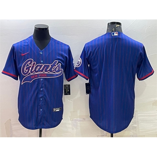 Men New York Giants Blue With Patch Cool Base Stitched Baseball Jersey Men New York Giants Blue With Patch Cool Base Stitched Baseball Jersey