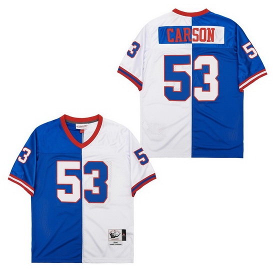 Men New York Giants Harry Carson #53 White Blue Split Stitched Football Jersey Men New York Giants Harry Carson #53 White Blue Split Stitched Football Jersey
