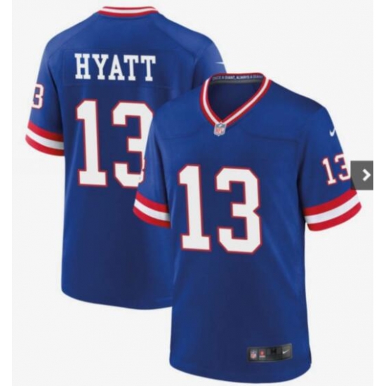 Men New York Giants Jalin Hyatt #13 Royal Classic Stitched 2023 F.U.S.E Jersey Men New York Giants Jalin Hyatt #13 Royal Classic Stitched 2023 F.U.S.E Jersey