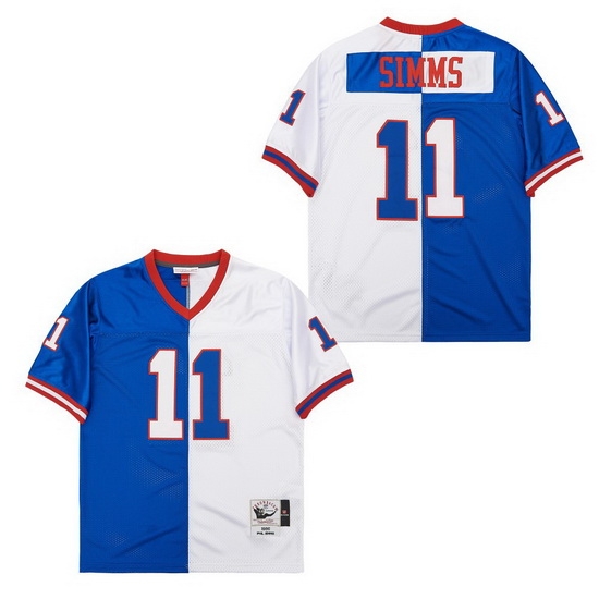 Men New York Giants Phil Simms #11 White Blue Split Stitched Football Jersey Men New York Giants Phil Simms #11 White Blue Split Stitched Football Jersey