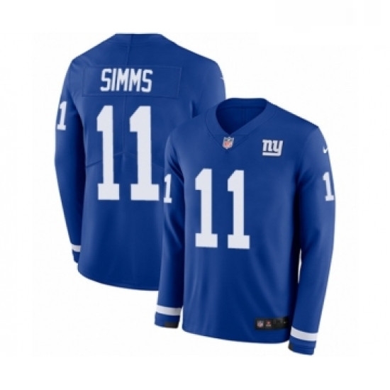 Mens Nike New York Giants 11 Phil Simms Limited Royal Blue Therma Long Sleeve NFL Jersey Mens Nike New York Giants 11 Phil Simms Limited Royal Blue Therma Long Sleeve NFL Jersey