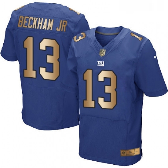 Mens Nike New York Giants 13 Odell Beckham Jr Elite BlueGold Team Color NFL Jersey Mens Nike New York Giants 13 Odell Beckham Jr Elite BlueGold Team Color NFL Jersey