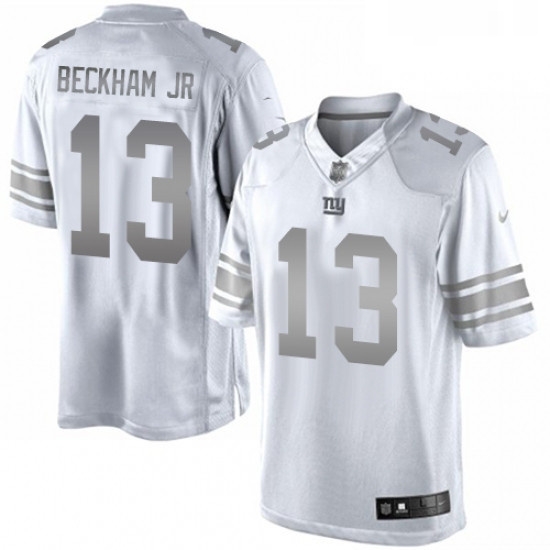 Mens Nike New York Giants 13 Odell Beckham Jr Limited White Platinum NFL Jersey Mens Nike New York Giants 13 Odell Beckham Jr Limited White Platinum NFL Jersey