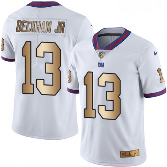 Mens Nike New York Giants 13 Odell Beckham Jr Limited WhiteGold Rush NFL Jersey Mens Nike New York Giants 13 Odell Beckham Jr Limited WhiteGold Rush NFL Jersey