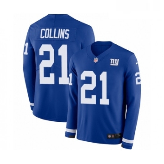 Mens Nike New York Giants 21 Landon Collins Limited Royal Blue Therma Long Sleeve NFL Jersey Mens Nike New York Giants 21 Landon Collins Limited Royal Blue Therma Long Sleeve NFL Jersey