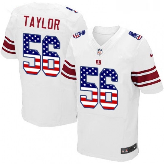 Mens Nike New York Giants 56 Lawrence Taylor Elite White Road USA Flag Fashion NFL Jersey Mens Nike New York Giants 56 Lawrence Taylor Elite White Road USA Flag Fashion NFL Jersey