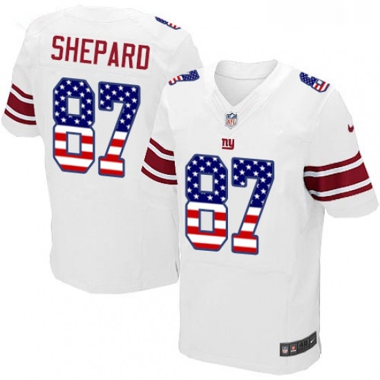 Mens Nike New York Giants 87 Sterling Shepard Elite White Road USA Flag Fashion NFL Jersey Mens Nike New York Giants 87 Sterling Shepard Elite White Road USA Flag Fashion NFL Jersey