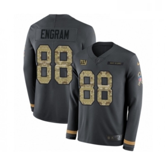 Mens Nike New York Giants 88 Evan Engram Limited Black Salute to Service Therma Long Sleeve NFL Jersey