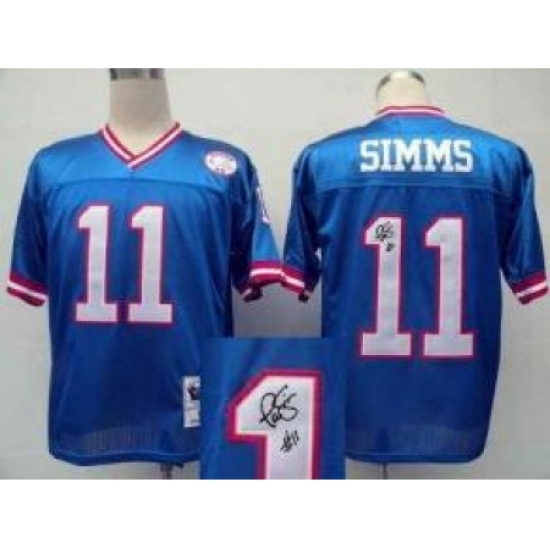 New York Giants 11 Phil Simms Blue Throwback M&N Signed NFL Jerseys New York Giants 11 Phil Simms Blue Throwback M&N Signed NFL Jerseys