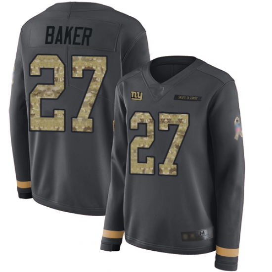 Giants 27 Deandre Baker Anthracite Salute to Service Women Stitched Football Limited Therma Long Sleeve Jersey Giants 27 Deandre Baker Anthracite Salute to Service Women Stitched Football Limited Therma Long Sleeve Jersey