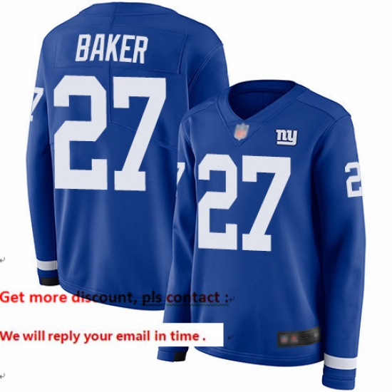 Giants 27 Deandre Baker Royal Blue Team Color Women Stitched Football Limited Therma Long Sleeve Jersey Giants 27 Deandre Baker Royal Blue Team Color Women Stitched Football Limited Therma Long Sleeve Jersey