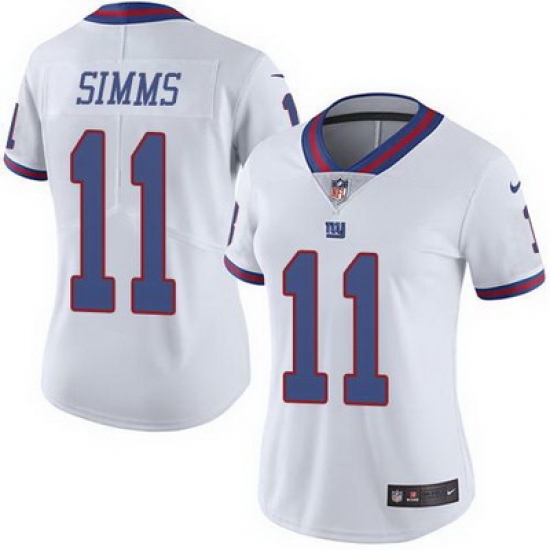 Nike Giants #11 Phil Simms White Womens Stitched NFL Limited Rush Jersey Nike Giants #11 Phil Simms White Womens Stitched NFL Limited Rush Jersey