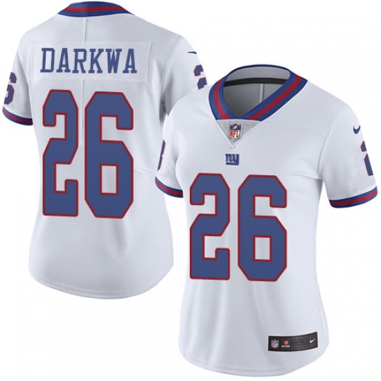 Nike Giants #26 Orleans Darkwa White Womens Stitched NFL Limited Rush Jersey Nike Giants #26 Orleans Darkwa White Womens Stitched NFL Limited Rush Jersey