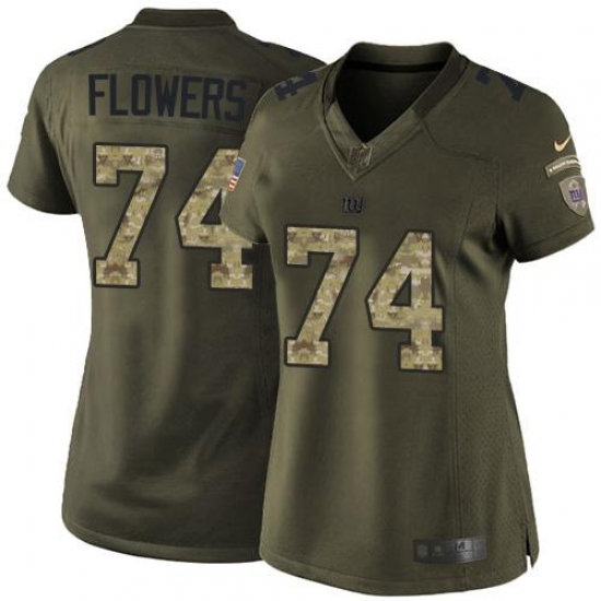 Nike Giants #74 Ereck Flowers Green Women's Stitched NFL Limited Salute to Service Jersey Nike Giants #74 Ereck Flowers Green Women's Stitched NFL Limited Salute to Service Jersey