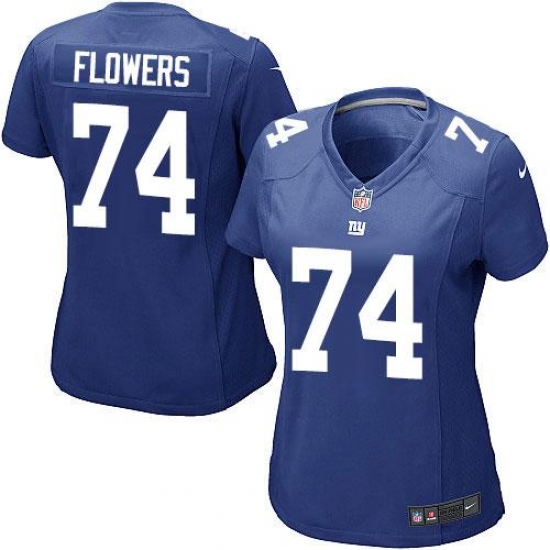 Nike Giants #74 Ereck Flowers Royal Blue Team Color Womens Stitched NFL Elite Jersey Nike Giants #74 Ereck Flowers Royal Blue Team Color Womens Stitched NFL Elite Jersey