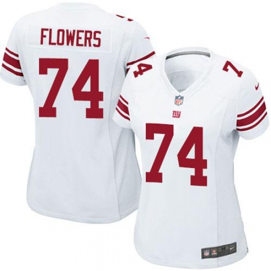 Nike Giants #74 Ereck Flowers White Women's Stitched NFL Elite Jersey Nike Giants #74 Ereck Flowers White Women's Stitched NFL Elite Jersey