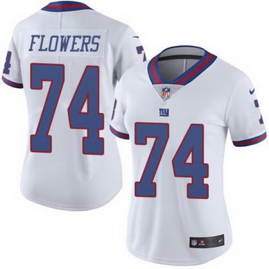 Nike Giants #74 Ereck Flowers White Womens Stitched NFL Limited Rush Jersey Nike Giants #74 Ereck Flowers White Womens Stitched NFL Limited Rush Jersey