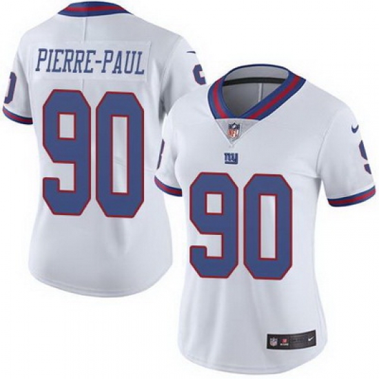 Nike Giants #90 Jason Pierre Paul White Womens Stitched NFL Limited Rush Jersey Nike Giants #90 Jason Pierre Paul White Womens Stitched NFL Limited Rush Jersey
